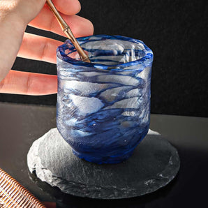 Frozen Burned Blue Crystal Tea Cup