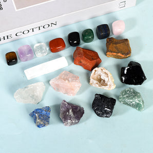 Crystal Healing Kit（18 Gemstones with Selenite bar）