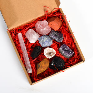 Crystal Healing Kit（10 Gemstones with Selenite bar）